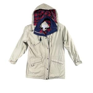 Vintage Tan Barn Jacket Men's M Plaid Lined Chore‎ Coat Workwear Cabin Creek